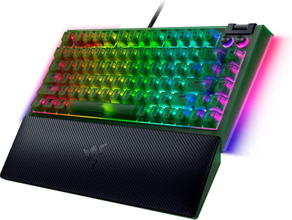 Razer BlackWidow V4 75% Phantom Green Editon - Hot-swappable Mechanical Gaming Keyboard (Orange Tactile Switches, media roller with 2 dedicated media buttons) US Layout
