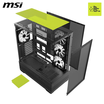 MSI MAG PANO 110R PZ | 270° Panoramic Mid-Tower ATX Case | 400 mm GPU / 160 mm CPU Cooler | USB-C 20 Gbps | 4 ARGB Fans