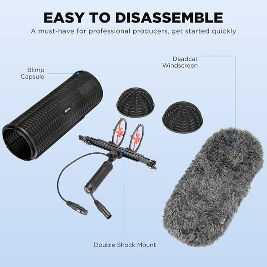 BOYA BY-WS1000 Professional Microphone Windshield | High-Density Furry Cover for Outdoor Recording & Wind Noise Reduction