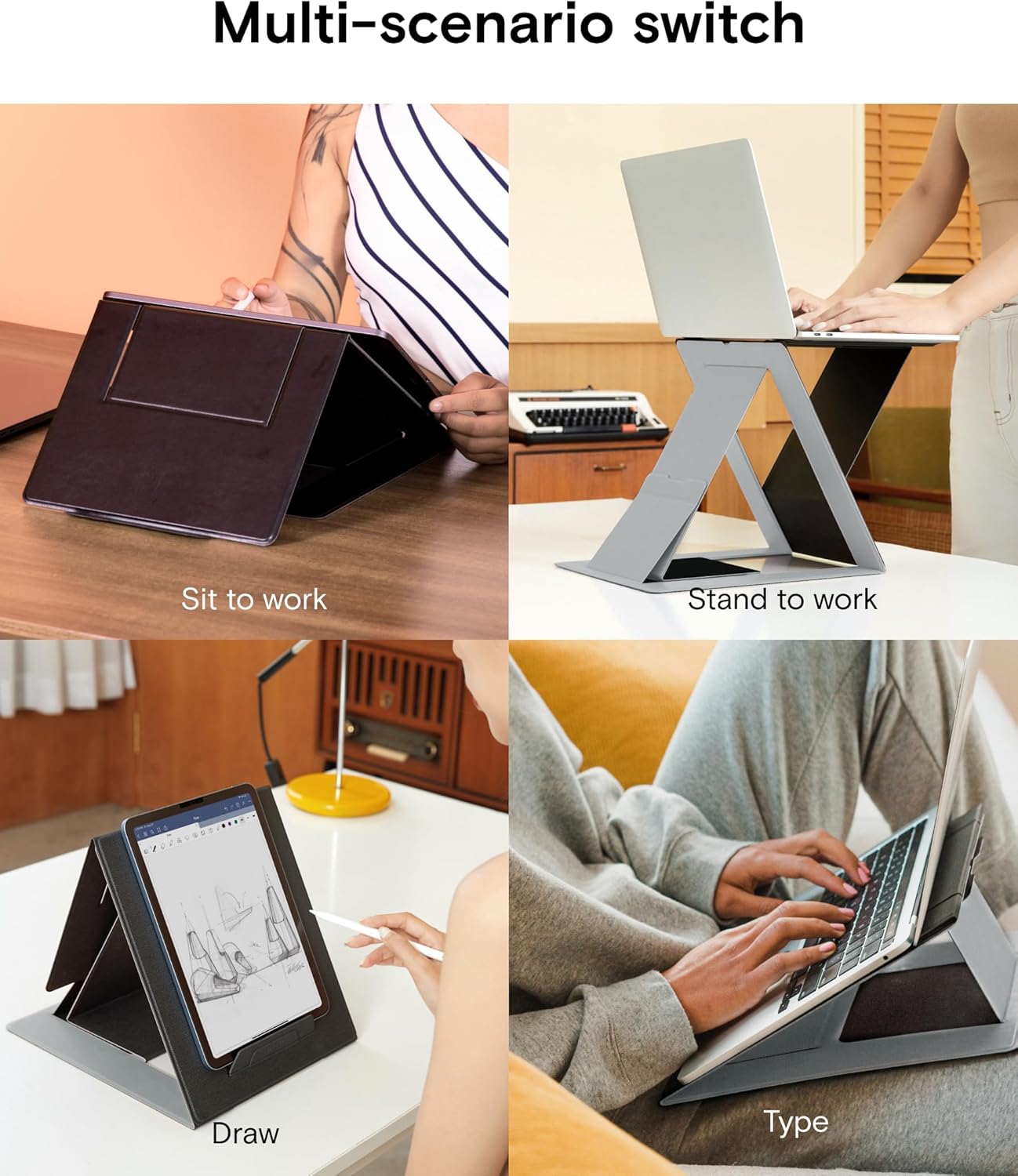 MOFT Folding Laptop Stand Lap Desk | Portable & Mini Computer Stand Laptop Desk for Travel and Home Office | Ergonomic Design with Adjustable Viewing Angles | Lightweight Computer Cooling Riser