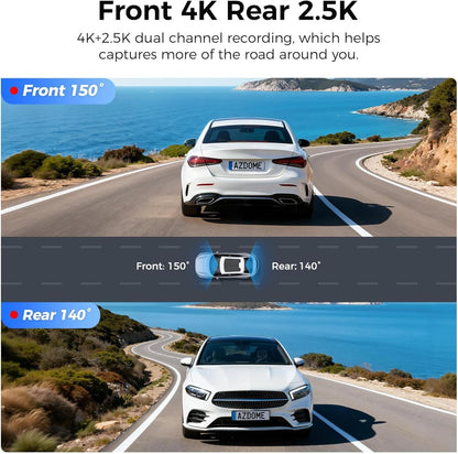 AZDome M550 Pro 2CH 4K Dash Cam with 3.19” IPS Screen | Dual Channel Front & Rear Recording | Built-in GPS & 5G WiFi | IR Night Vision | 24H Parking Mode | Parking Monitor & G-Sensor