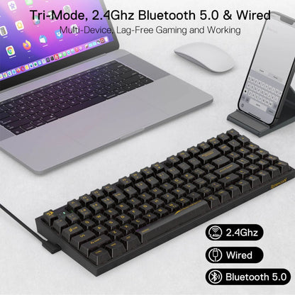 Redragon IRELIA K658CTB PRO RGB 90% | USB-C wired | BT | 2.4 GHz wireless Translucent Crystal Switch