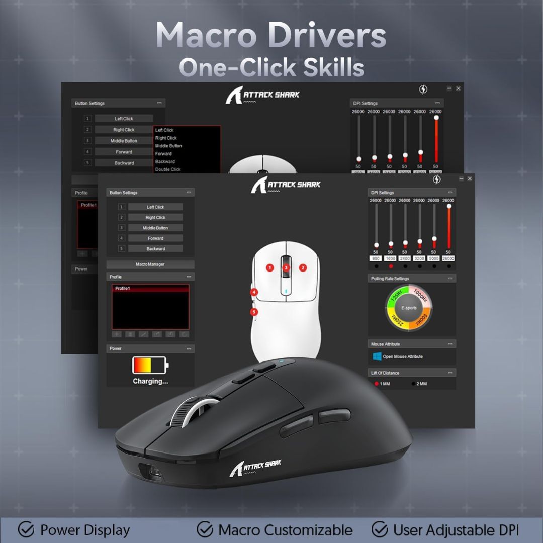 ATTACK SHARK X6 Wireless Gaming Mouse | Black