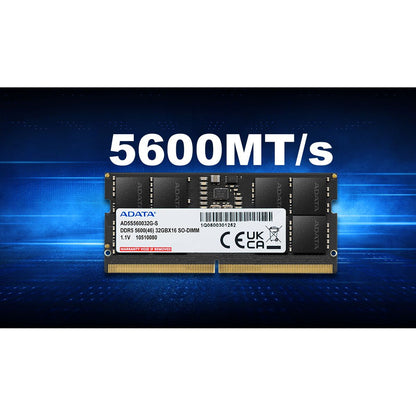 ADATA DDR5 5600 MT/s 32 GB (1×32 GB) CL46 SO-DIMM 262-Pins ECC Unbuffered Laptop Memory