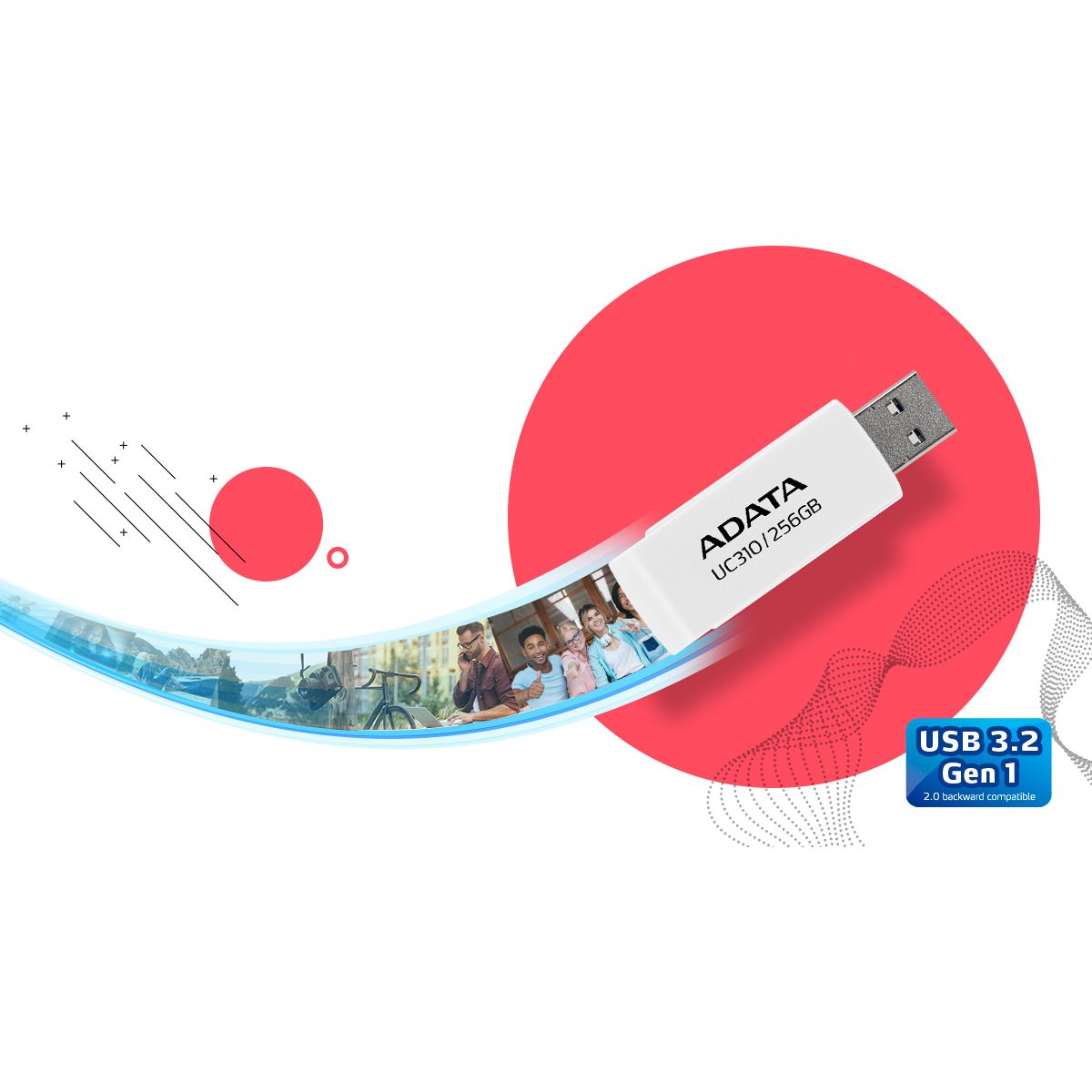ADATA UC310 USB 3.2 Gen1 Flash Drive Capless Swivel | 64GB