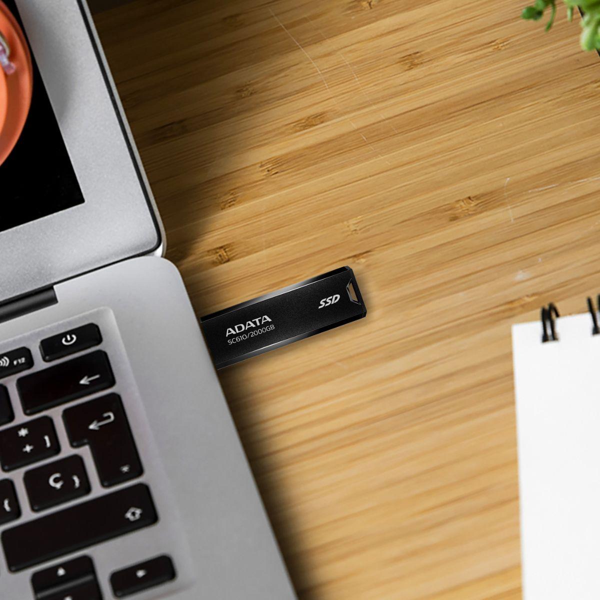ADATA SC610 External SSD USB 3.2 Gen2 550MB/s Read 500MB/s Write Capless Slide-Out Cableless | 500GB
