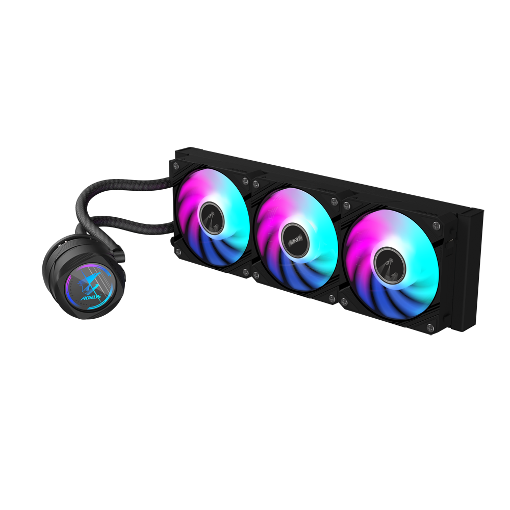 GIGABYTE AORUS WATERFORCE II 360 ARGB AIO Liquid CPU Cooler | 3x120mm Fans | 330° Rotatable Block | Universal Socket Support