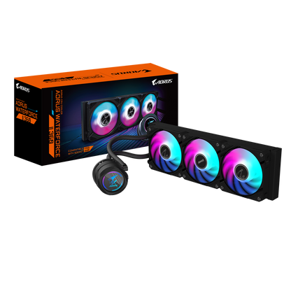 GIGABYTE AORUS WATERFORCE II 360 ARGB AIO Liquid CPU Cooler | 3x120mm Fans | 330° Rotatable Block | Universal Socket Support