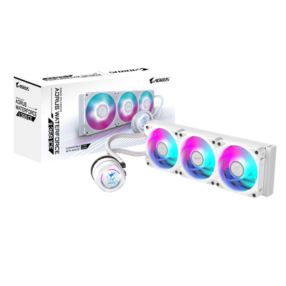 GIGABYTE AORUS WATERFORCE II 360 ARGB AIO Liquid CPU Cooler | 3x120mm Fans | 330° Rotatable Block | Universal Socket Support