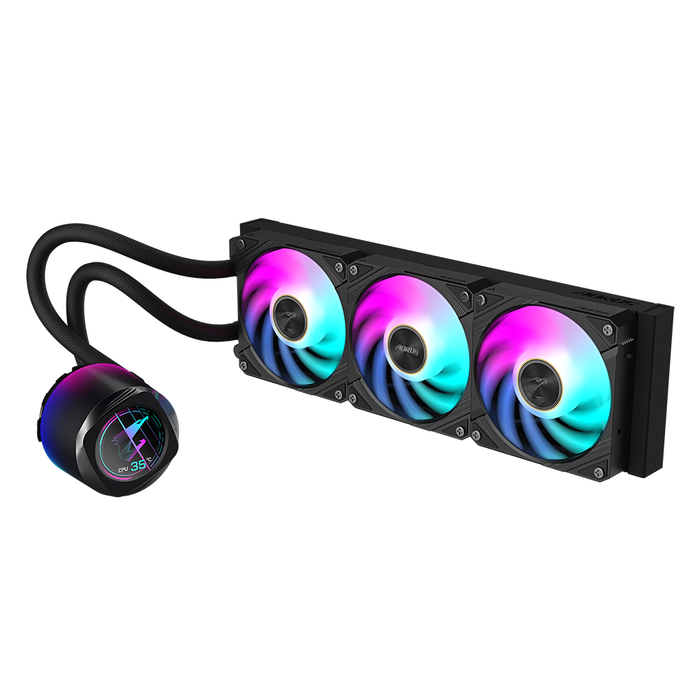 AORUS WATERFORCE X II 360 Liquid Cooler | 360mm Radiator | LCD Display | ARGB Fans | Intel & AMD Socket Support
