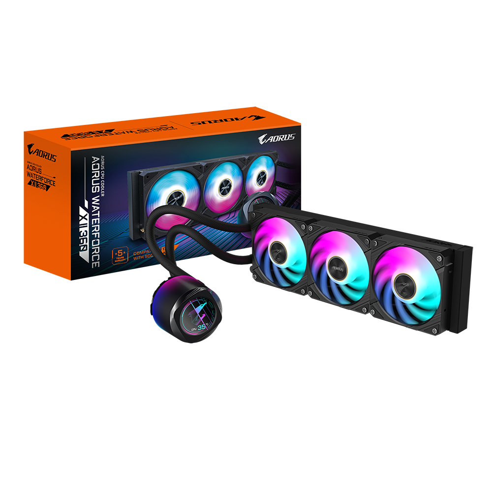 AORUS WATERFORCE X II 360 Liquid Cooler | 360mm Radiator | LCD Display | ARGB Fans | Intel & AMD Socket Support