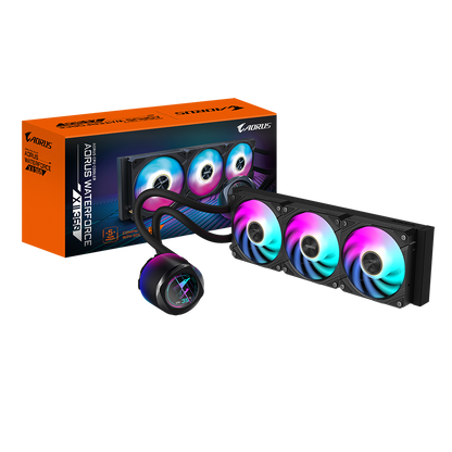 AORUS WATERFORCE X II 360 Liquid Cooler | 360mm Radiator | LCD Display | ARGB Fans | Intel & AMD Socket Support