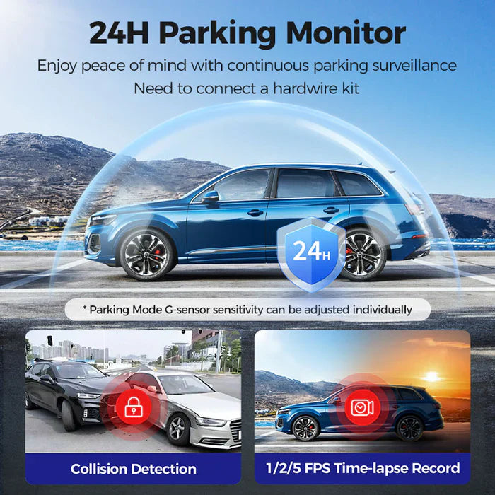 AZDome M360 2CH 4K Dash Cam with WiFi & GPS | Dual Channel Front & Rear Dashboard Camera | UHD 2160P Recording | 64GB Included | Night Vision | Parking Monitor | G-Sensor | Loop Recording