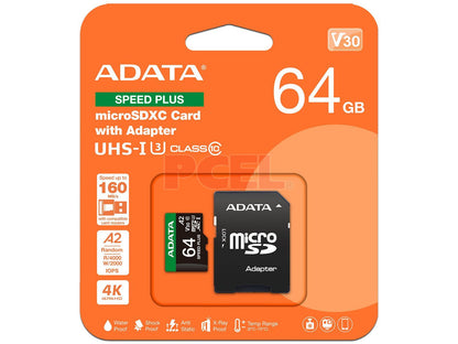 ADATA 64GB SPEED PLUS  MicroSDXC UHS-I U3 de Class 10 Card