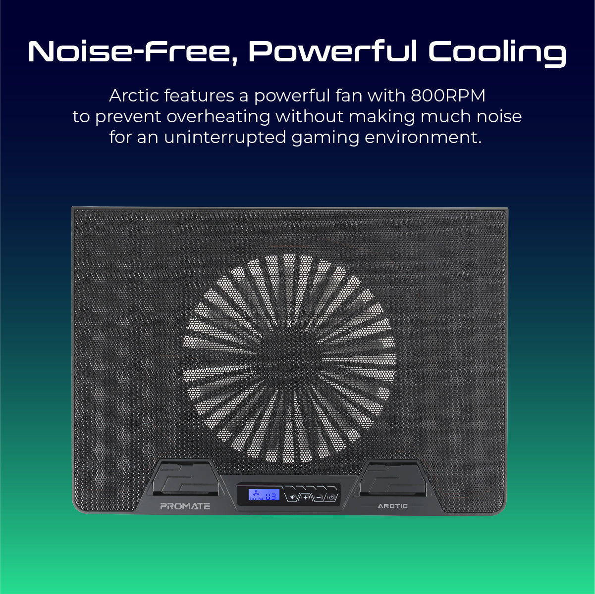 Vertux Arctic RGB Gaming Cooling Pad | Adjustable Height | 800RPM Fan | 17" Laptop Support