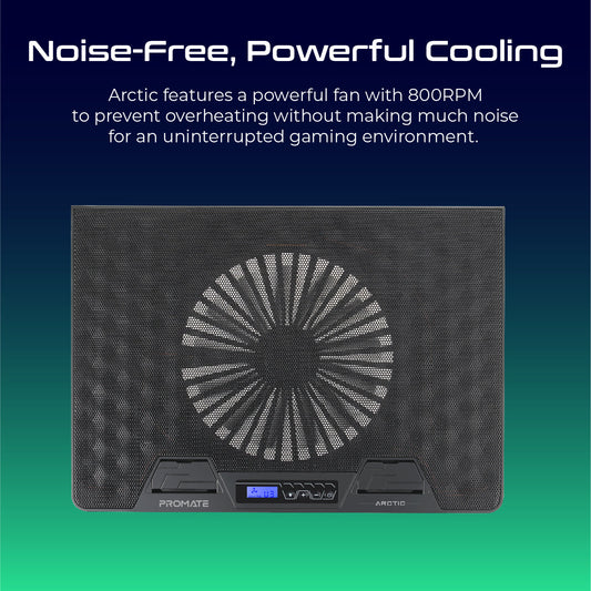 Vertux Arctic RGB Gaming Cooling Pad | Adjustable Height | 800RPM Fan | 17" Laptop Support