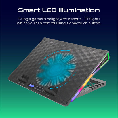 Vertux Arctic RGB Gaming Cooling Pad | Adjustable Height | 800RPM Fan | 17" Laptop Support