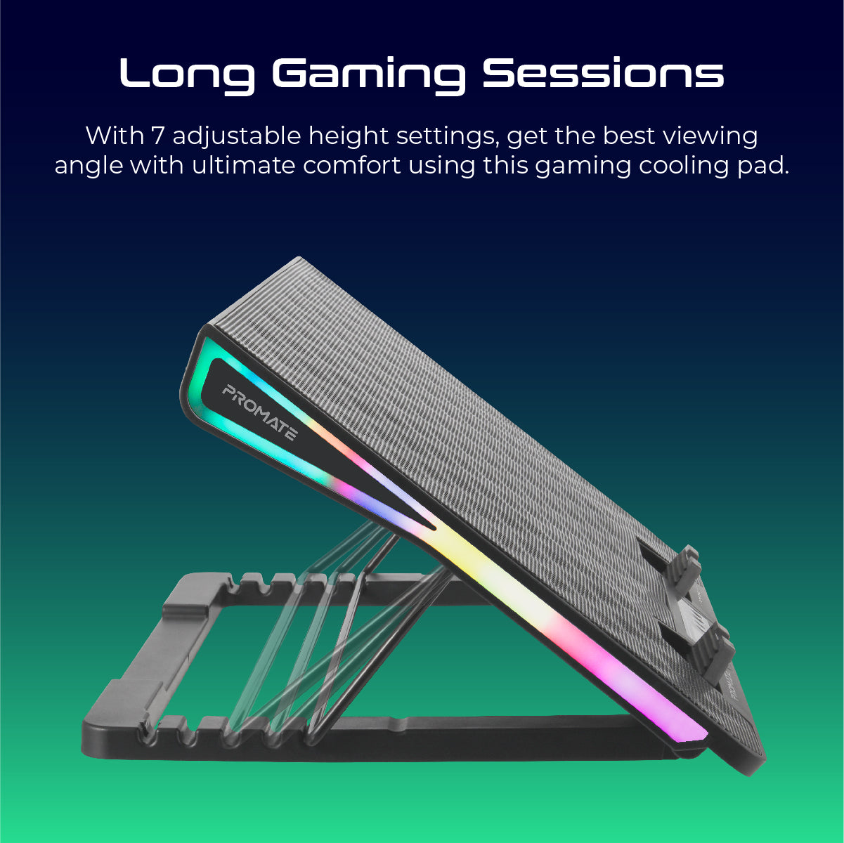 Vertux Arctic RGB Gaming Cooling Pad | Adjustable Height | 800RPM Fan | 17" Laptop Support