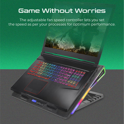 Vertux Arctic RGB Gaming Cooling Pad | Adjustable Height | 800RPM Fan | 17" Laptop Support