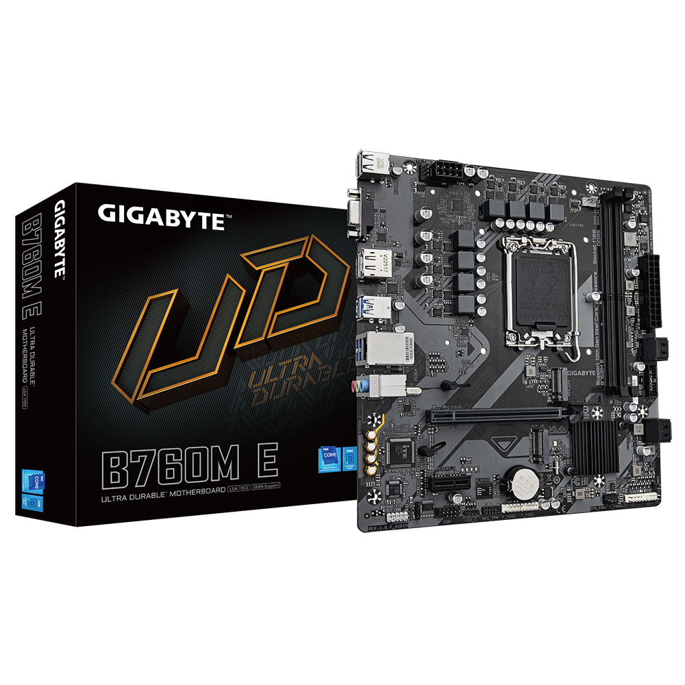 Gigabyte B760M-E (rev. 1.0) | DDR5 Micro-ATX Motherboard | 13th/12th Gen Intel Support | Dual PCIe 4.0 M.2 | Smart Fan 6