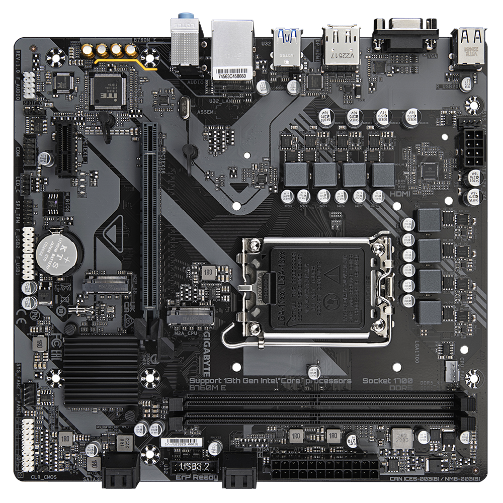 Gigabyte B760M-E (rev. 1.0) | DDR5 Micro-ATX Motherboard | 13th/12th Gen Intel Support | Dual PCIe 4.0 M.2 | Smart Fan 6
