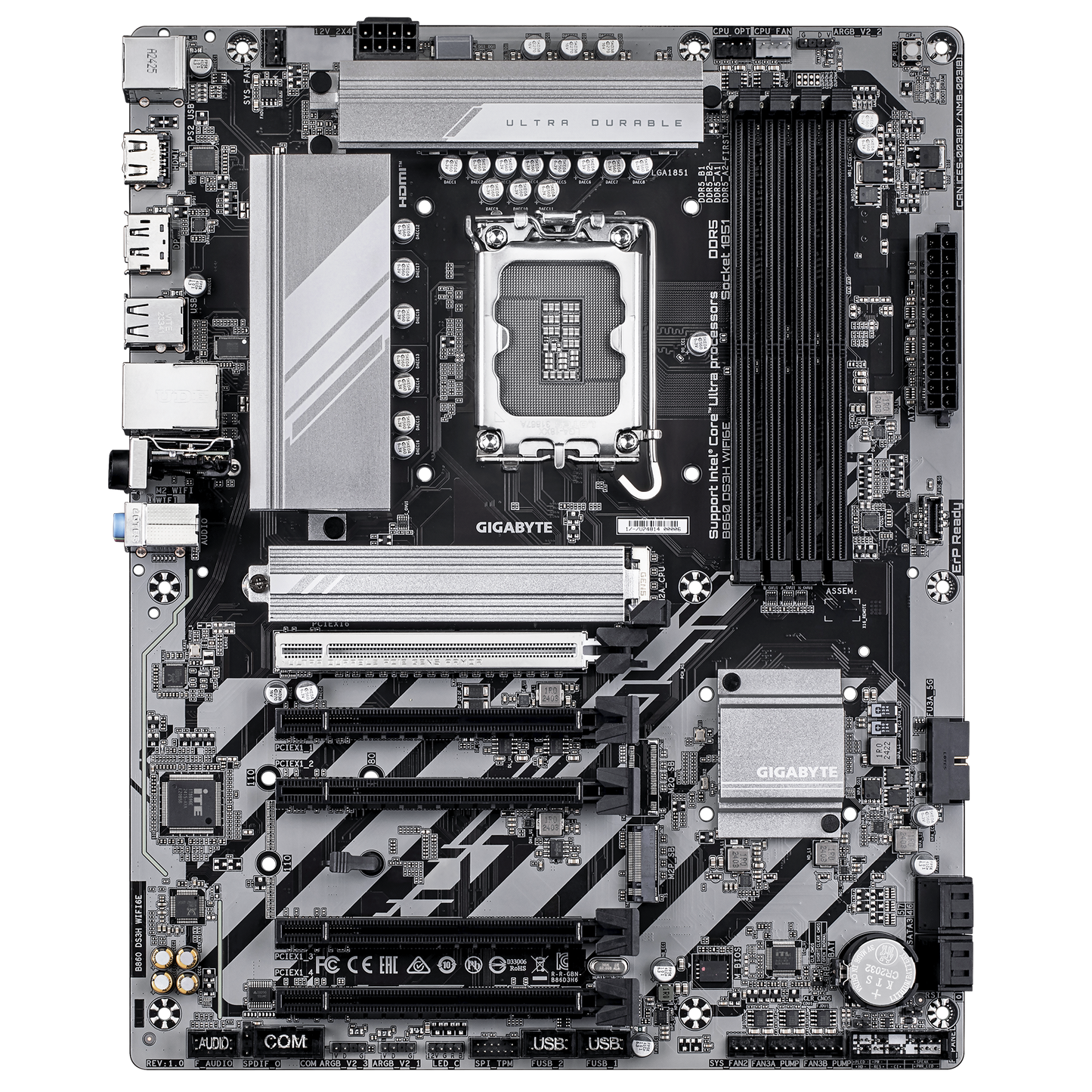 Gigabyte B860 DS3H WIFI6E ATX Motherboard | LGA1851 | DDR5 | PCIe 5.0/M.2 | Wi‑Fi 6E | 2.5 Gb LAN | USB‑C 3.2 Gen2x2