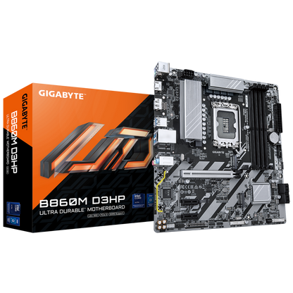 Gigabyte B860M D3HP mATX Motherboard | LGA 1851 | DDR5 up to 9 | 066 MT/s (OC) | PCIe 5.0 | USB‑C Gen1 | Gigabit LAN & AI-Driven BIOS