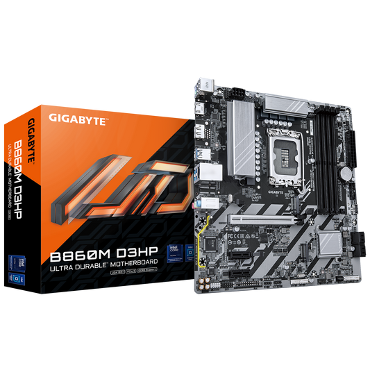 Gigabyte B860M D3HP mATX Motherboard | LGA 1851 | DDR5 up to 9 | 066 MT/s (OC) | PCIe 5.0 | USB‑C Gen1 | Gigabit LAN & AI-Driven BIOS
