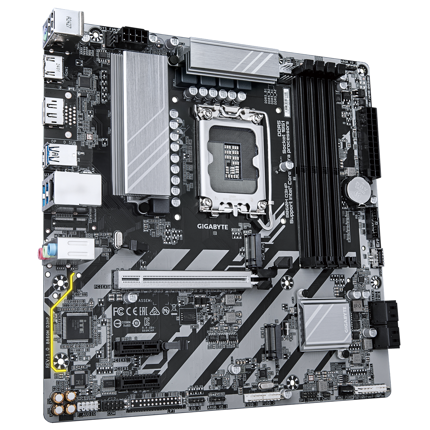Gigabyte B860M D3HP mATX Motherboard | LGA 1851 | DDR5 up to 9 | 066 MT/s (OC) | PCIe 5.0 | USB‑C Gen1 | Gigabit LAN & AI-Driven BIOS