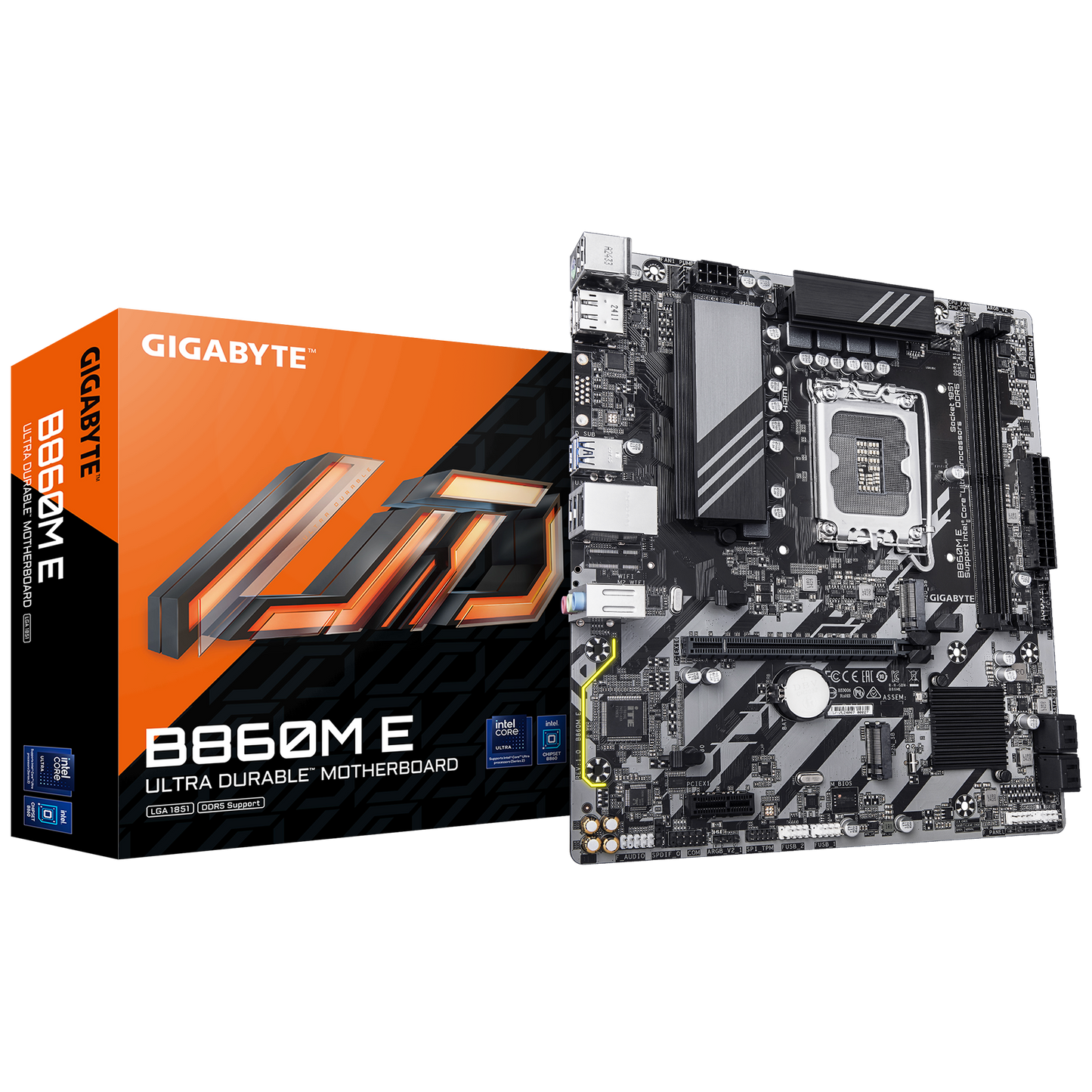 Gigabyte B860M E mATX Motherboard | LGA 1851 (Intel Core Ultra 2) | DDR5 up to 9 | 066 MT/s OC | PCIe 5.0 & PCIe 4.0 M.2 | 2.5 GbE | HDMI/DP