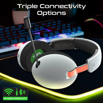 Vertux BB-8 Gaming Headset – Tri-Mode Connectivity, 50mm Drivers, Retractable Mic, 80H Bluetooth Playtime