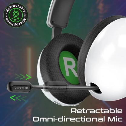Vertux BB-8 Gaming Headset – Tri-Mode Connectivity, 50mm Drivers, Retractable Mic, 80H Bluetooth Playtime