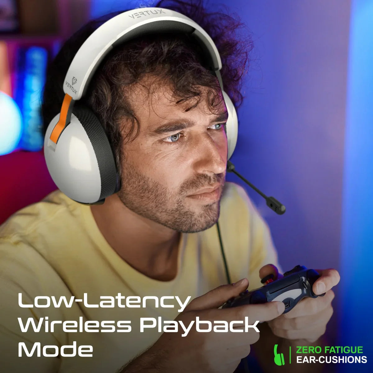 Vertux BB-8 Gaming Headset – Tri-Mode Connectivity, 50mm Drivers, Retractable Mic, 80H Bluetooth Playtime
