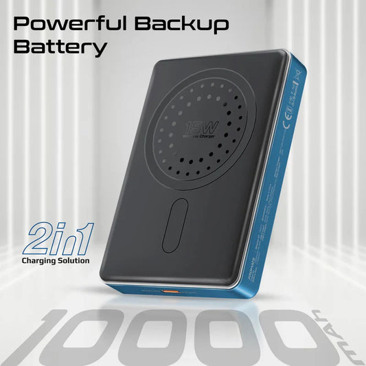 Promate Blade‑10 10 000 mAh MagSafe Power Bank | 15 W Wireless | 20 W USB‑C PD | Smart Indicator | Aluminum Sleek Design