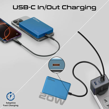 Promate Blade‑10 10 000 mAh MagSafe Power Bank | 15 W Wireless | 20 W USB‑C PD | Smart Indicator | Aluminum Sleek Design