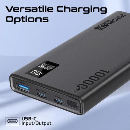 Promate Bolt-10PD Compact Smart Charging Power Bank 10 | 000 mAh with 20W PD Dual USB-C and 22.5W USB-A Ports