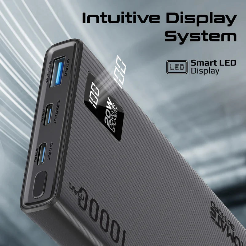 Promate Bolt-10PD Compact Smart Charging Power Bank 10 | 000 mAh with 20W PD Dual USB-C and 22.5W USB-A Ports