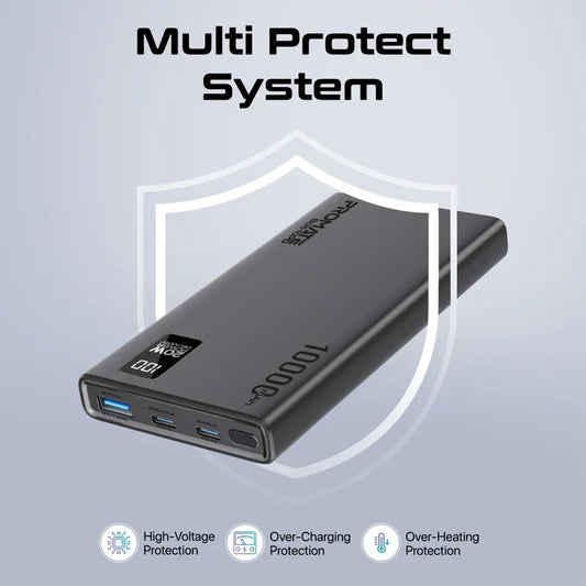 Promate Bolt-10PD Compact Smart Charging Power Bank 10 | 000 mAh with 20W PD Dual USB-C and 22.5W USB-A Ports