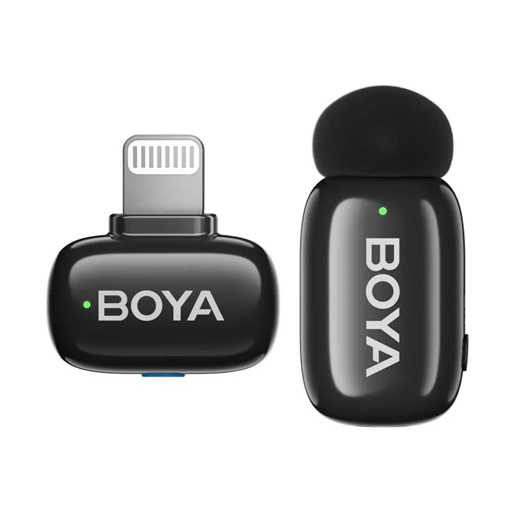 BOYA Mini-16 Ultra-Compact 2.4 GHz Wireless Microphone System | Lightning Connector for iOS | 48 kHz/16-Bit Audio | 6 h Battery