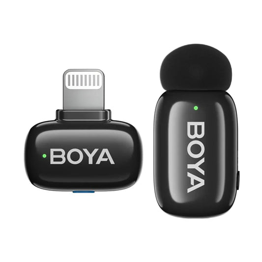 BOYA Mini-16 Ultra-Compact 2.4 GHz Wireless Microphone System | Lightning Connector for iOS | 48 kHz/16-Bit Audio | 6 h Battery