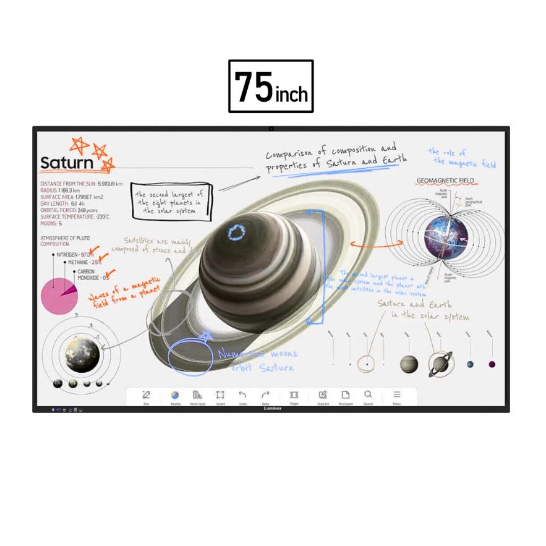 Luminex 75-Inch 4K UHD & AI Built-in Camera Smart Interactive Whiteboard | Android 13.0 | RAM 8GB | Storage 128GB