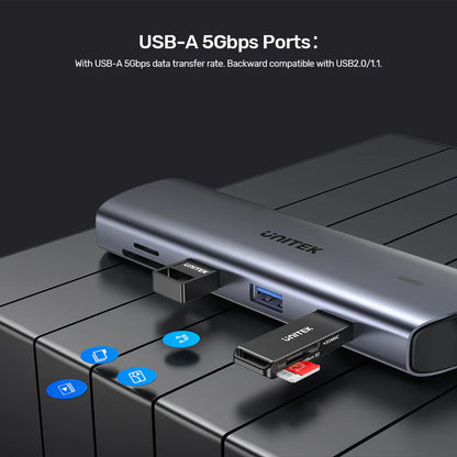 UNITEK 9-in-1 USB-C Hub With Dual Monitors | 100W Power Delivery and Dual-Slot Card Reader