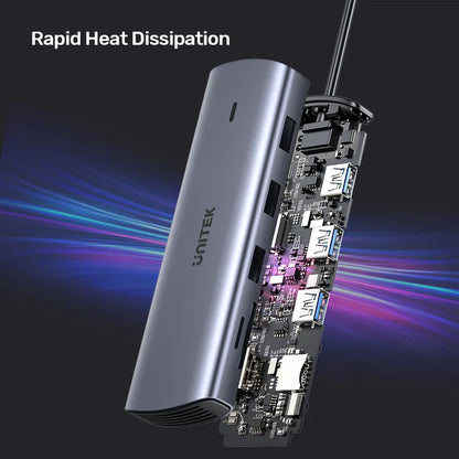 UNITEK 9-in-1 USB-C Hub With Dual Monitors | 100W Power Delivery and Dual-Slot Card Reader