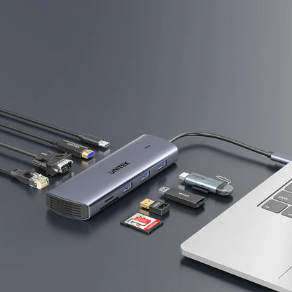 UNITEK 9-in-1 USB-C Hub With Dual Monitors | 100W Power Delivery and Dual-Slot Card Reader