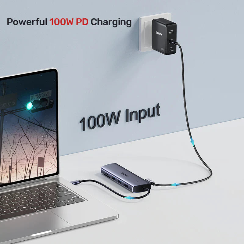 UNITEK 9-in-1 USB-C Hub With Dual Monitors | 100W Power Delivery and Dual-Slot Card Reader