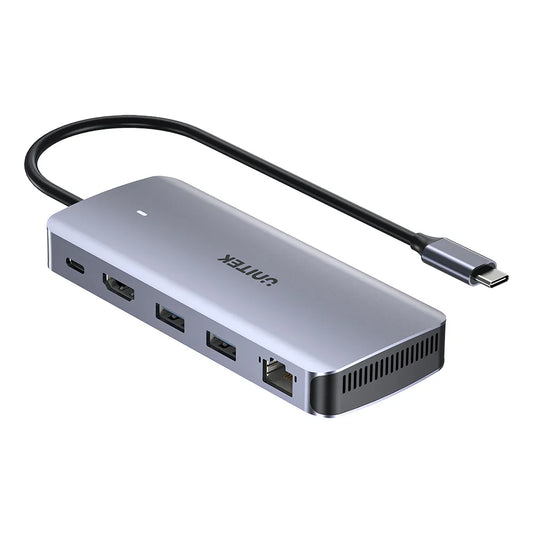 Unitek 6-in-1 USB-C Hub with M.2 SSD Enclosure | HDMI 4K@60Hz | 2x USB-A 10Gbps | USB-C PD 100W | Supports M.2 NVMe/SATA SSDs | Aluminum Alloy | Plug & Play