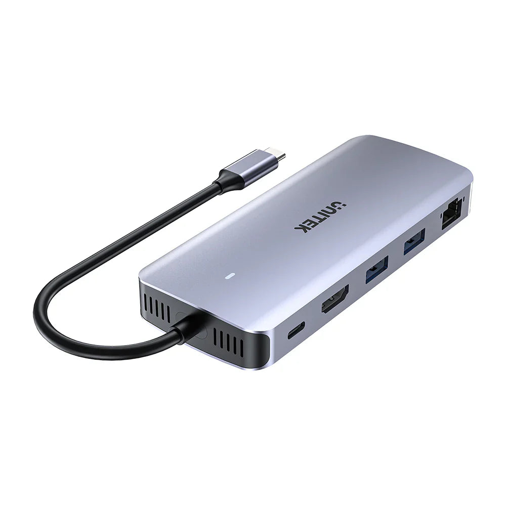 Unitek 6-in-1 USB-C Hub with M.2 SSD Enclosure | HDMI 4K@60Hz | 2x USB-A 10Gbps | USB-C PD 100W | Supports M.2 NVMe/SATA SSDs | Aluminum Alloy | Plug & Play