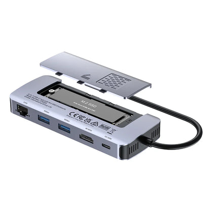 Unitek 6-in-1 USB-C Hub with M.2 SSD Enclosure | HDMI 4K@60Hz | 2x USB-A 10Gbps | USB-C PD 100W | Supports M.2 NVMe/SATA SSDs | Aluminum Alloy | Plug & Play