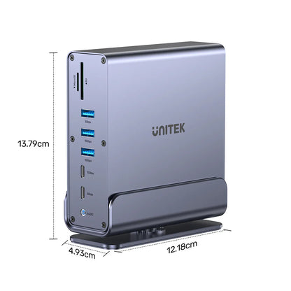 Unitek D1135A Universal DisplayLink Triple 4K Docking Station | 15-in-1 USB-C/USB-A Hub | 3x 4K@60Hz Displays | 100W PD | Gigabit Ethernet | SD/MicroSD | Audio Jack