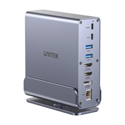 Unitek D1135A Universal DisplayLink Triple 4K Docking Station | 15-in-1 USB-C/USB-A Hub | 3x 4K@60Hz Displays | 100W PD | Gigabit Ethernet | SD/MicroSD | Audio Jack